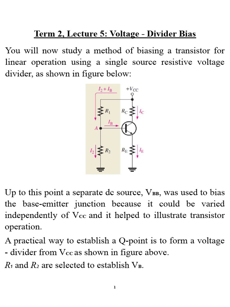 Term 2, Lecture 5: Voltage - Divider Bias | PDF | Electrical Network ...