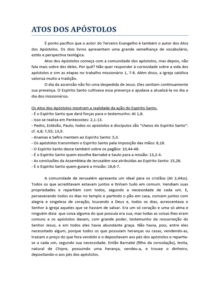 Atos Dos Apóstolos | PDF