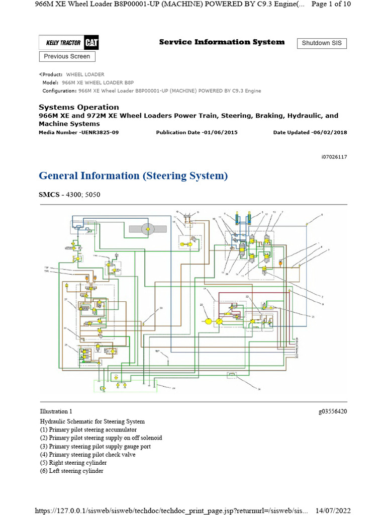 966M XE Wheel Loader Steering System Guide | PDF | Pump | Steering