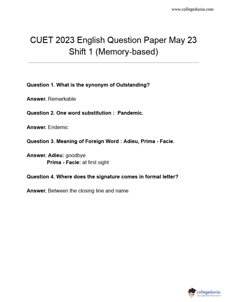 Cuet 2023 english question paper may 23 shift 1 2