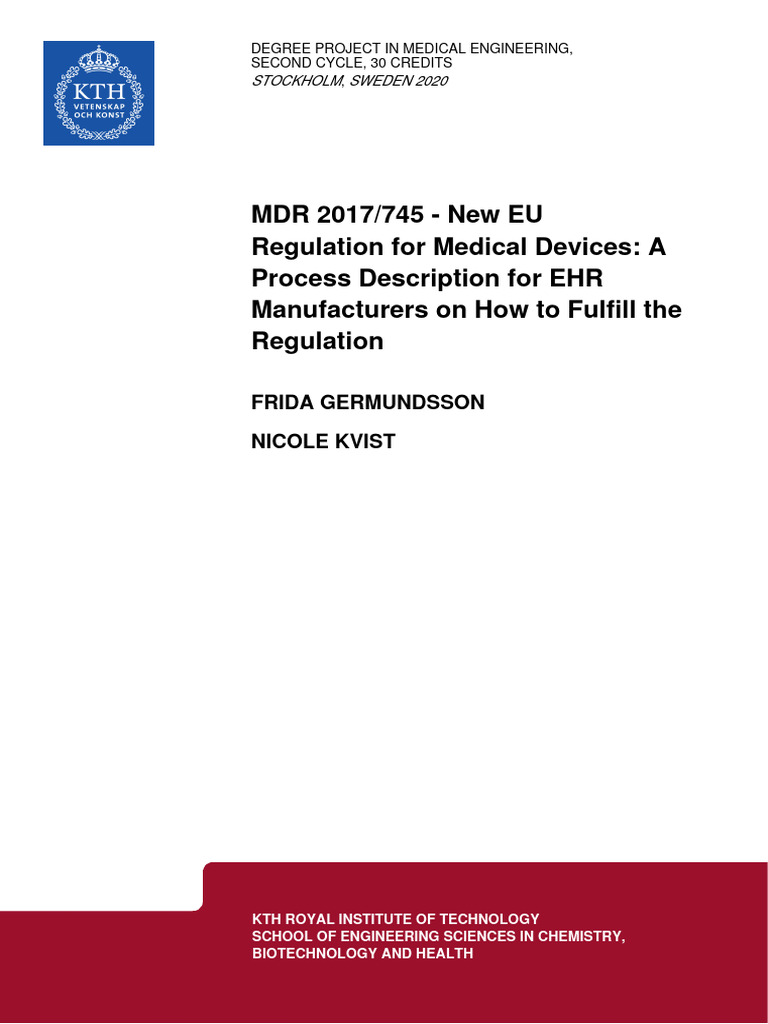 EHR Compliance with MDR 2017/745 | PDF | Medical Device | Standardization