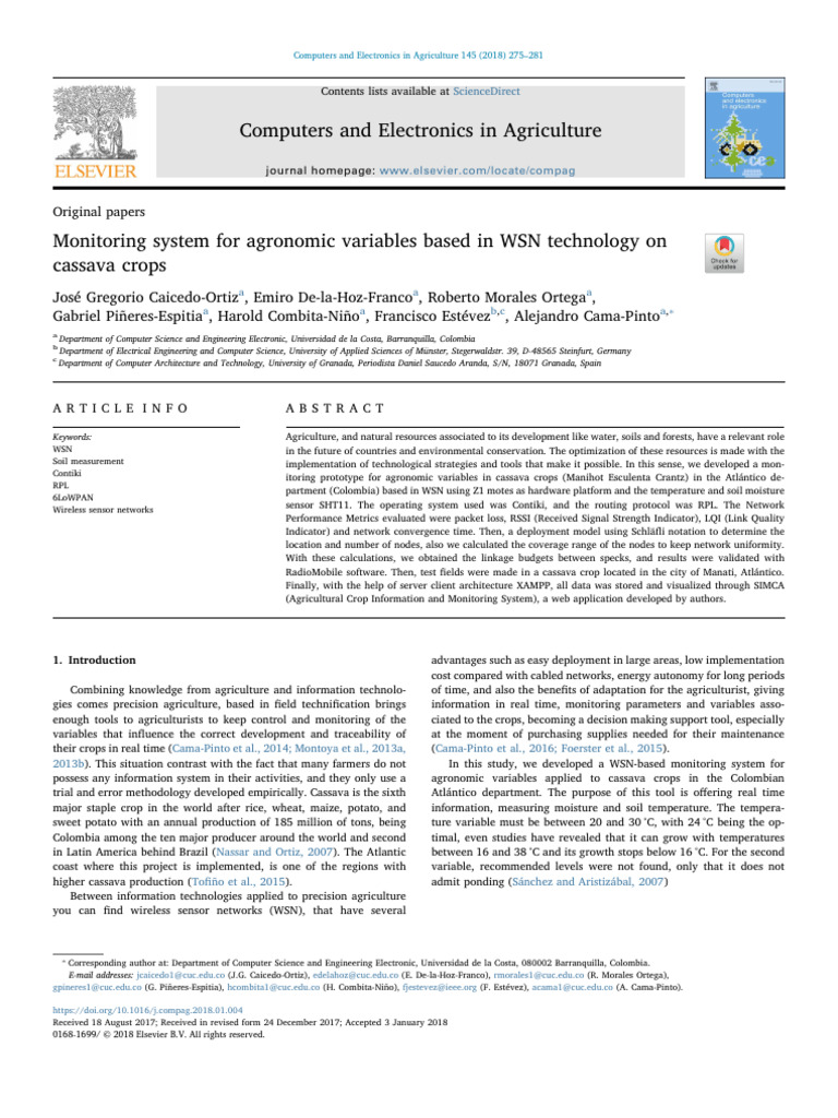 WSN-Based Monitoring for Cassava Crops | PDF | Wireless Sensor Network ...