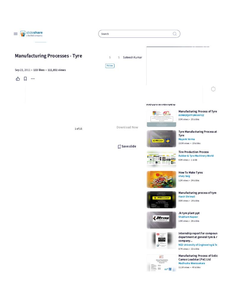 Manufacturing Processes Tyre Pdf Pdf Tire Natural Rubber