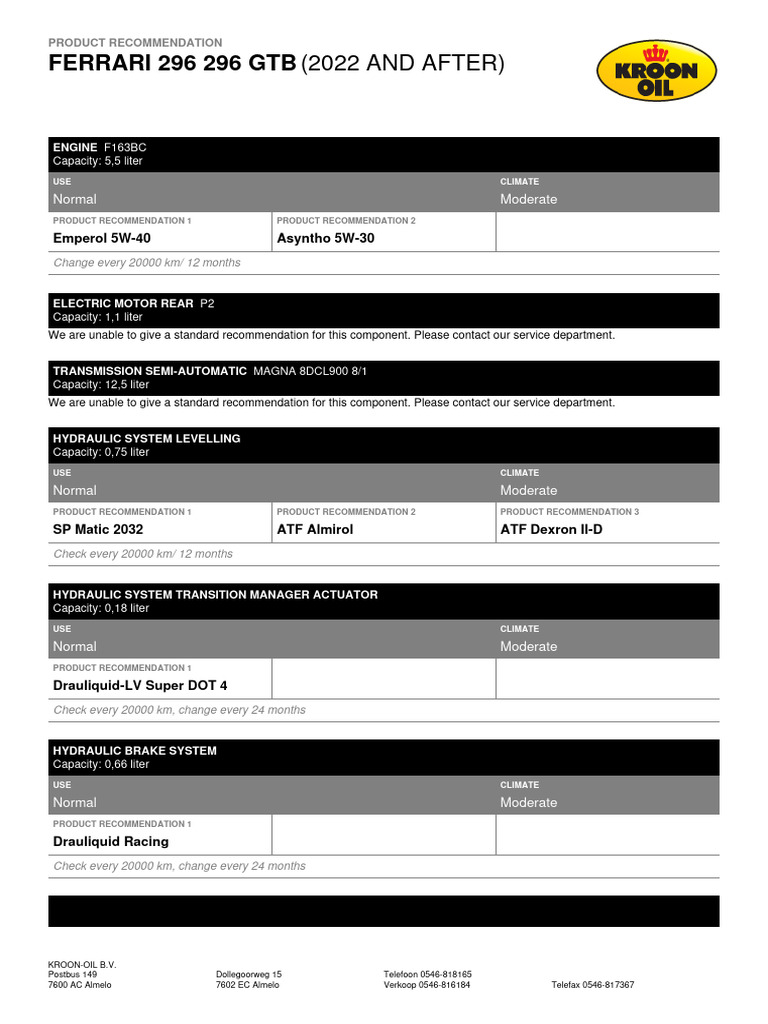 Ferrari 296 GTB Maintenance Guide | PDF | Vehicle Technology | Electric ...