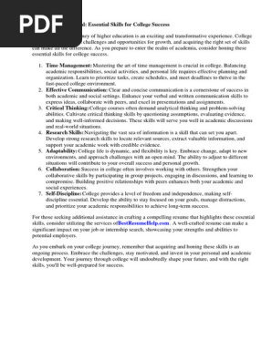 Skills for College Resume