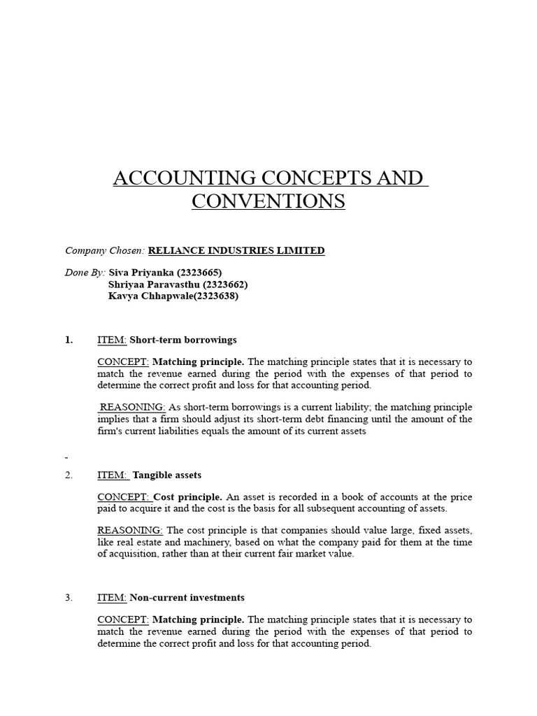 Reliance Accounting Principles Guide | PDF | Financial Statement | Expense
