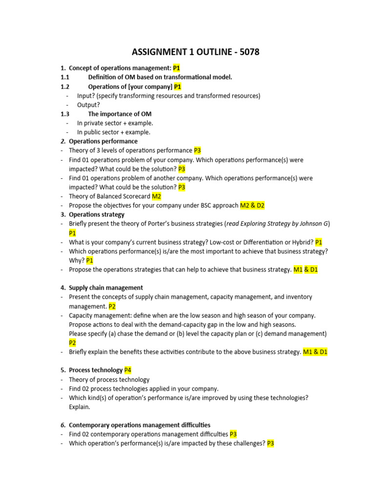 5078 ASM 1 Outline (SP24) | PDF | Strategic Management | Operations ...
