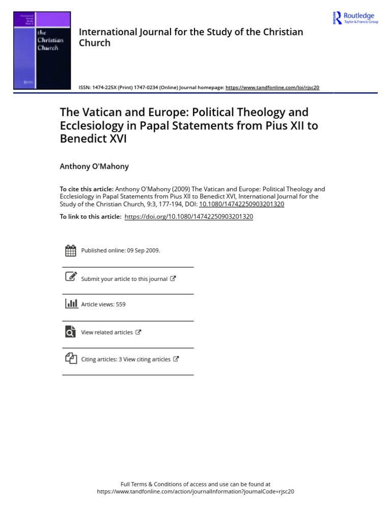 Vatican Political Theology on Europe | PDF | Catholic Church | Pope ...
