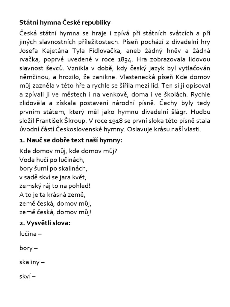 Státní Hymna České Republiky | PDF