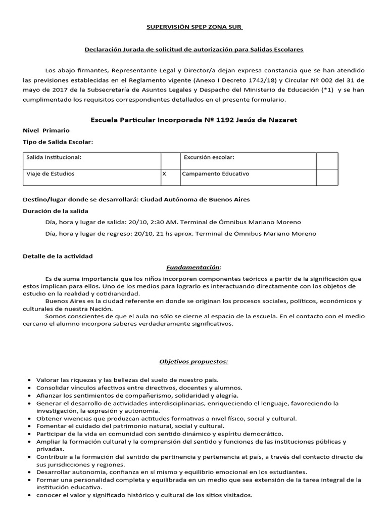 Proyecto Viaje A Buenos Aires 5to Grado 2023doc PDF Seguro