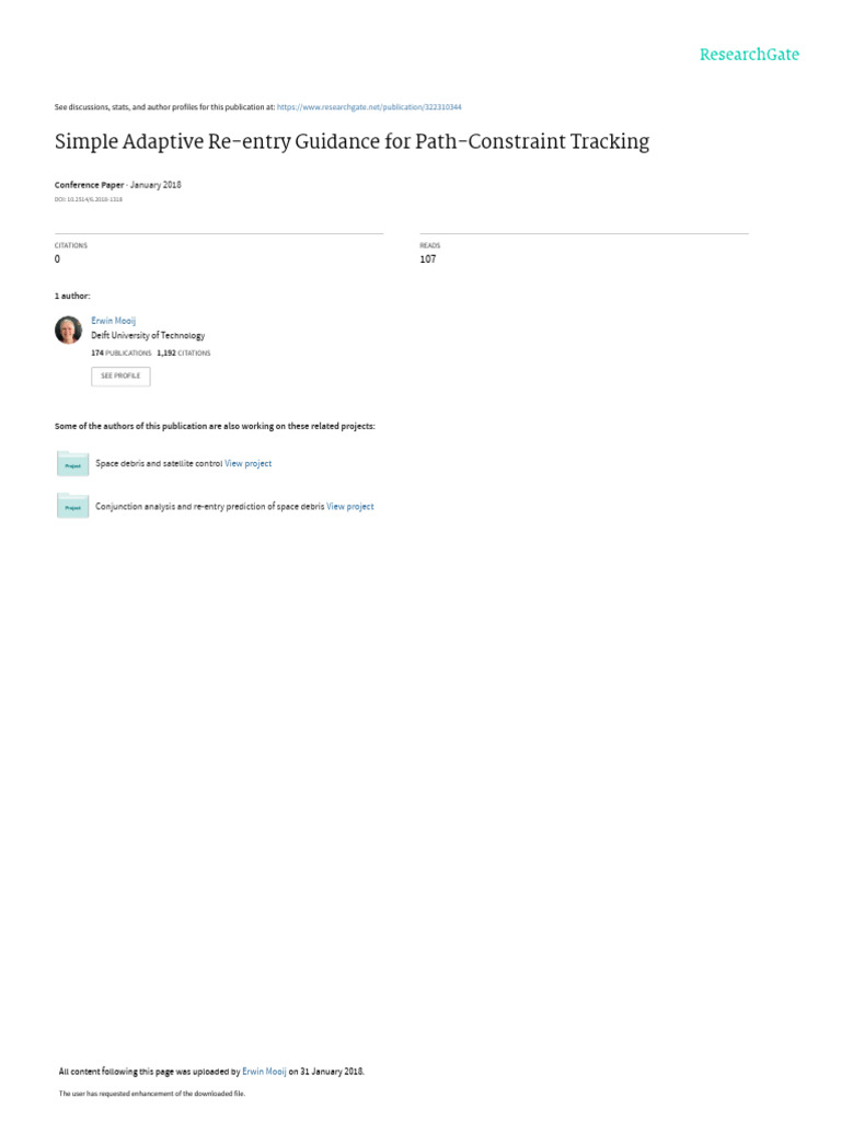 Simple adaptive re entry guidance for path constraint tracking pdf