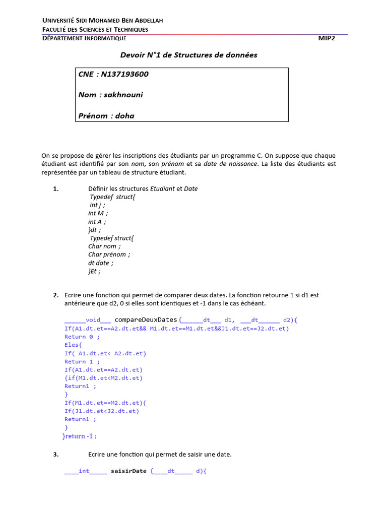 Gestion des inscriptions étudiants en C | PDF | Programmation ...