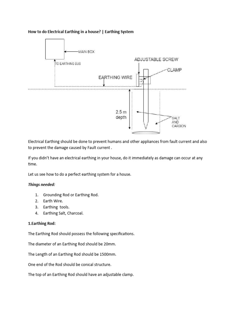 Home Electrical Earthing Procedure | PDF | Electrical Conductor | Civil ...