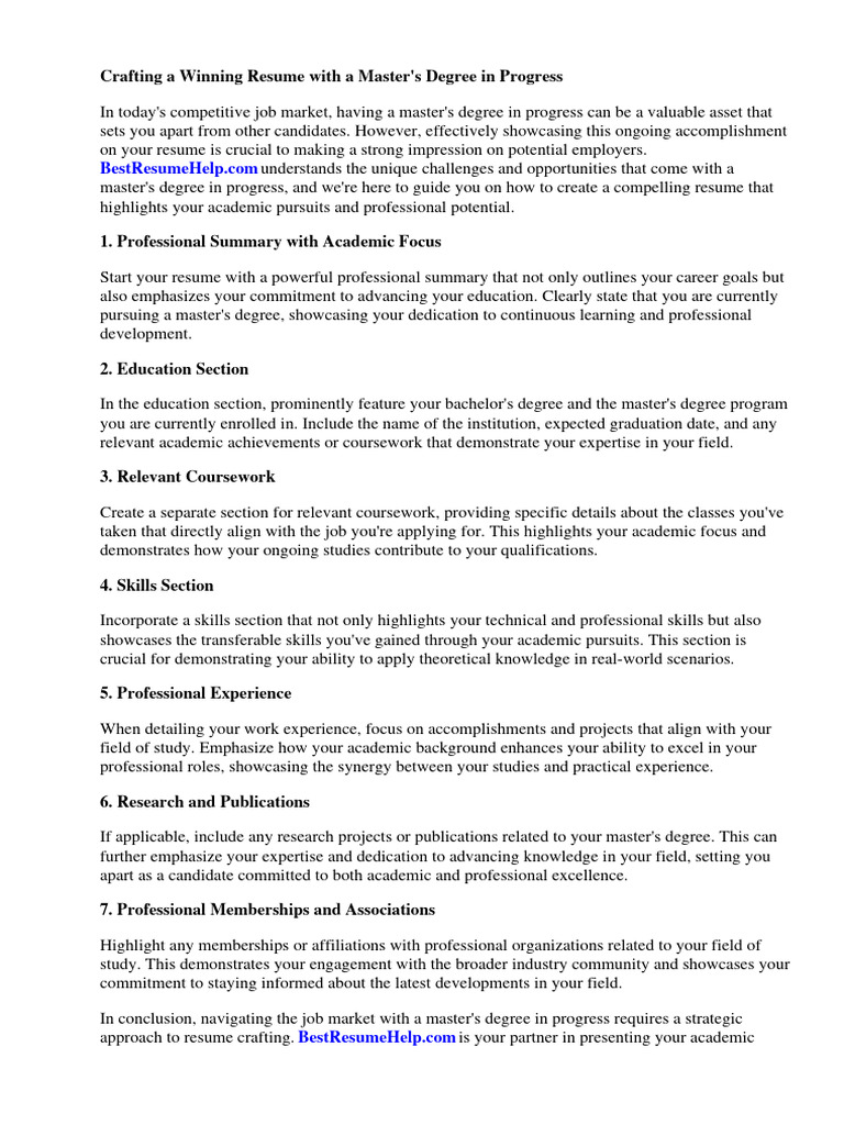 Sample Resume With Masters Degree - 1708538272