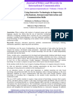 Effectiveness of Using Interactive Technologies in Improving Speech-Thinking Mechanisms, Interpersonal Interaction and Communication Skills