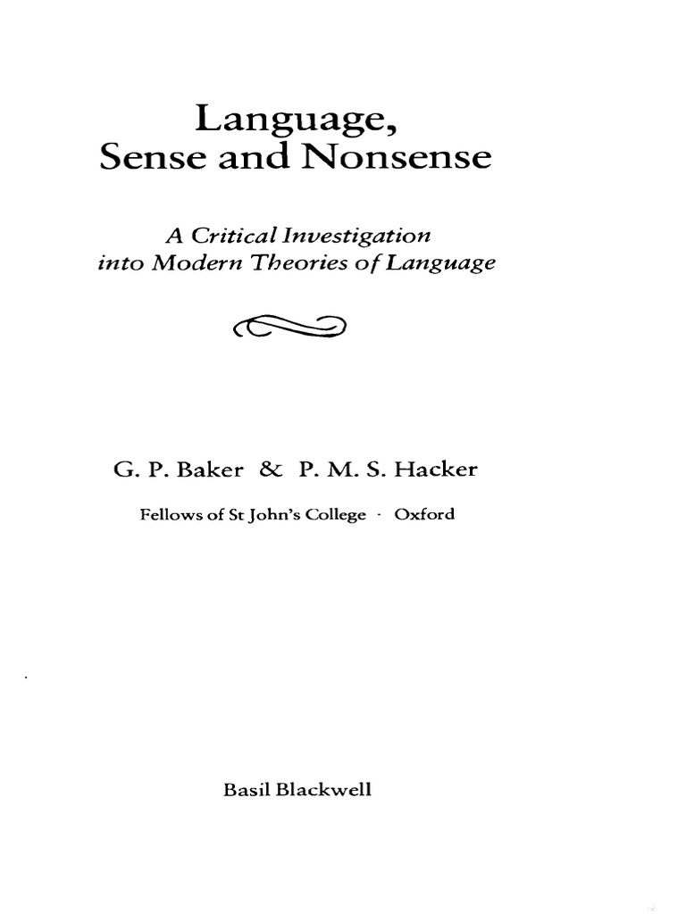 Language, Sense and Nonsense - A Critical Investigation Into Modern ...