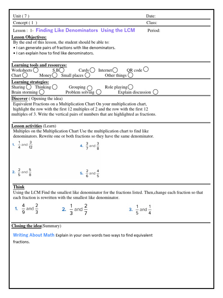 Unit 7 8 9 5 pdf multiplication brainstorming