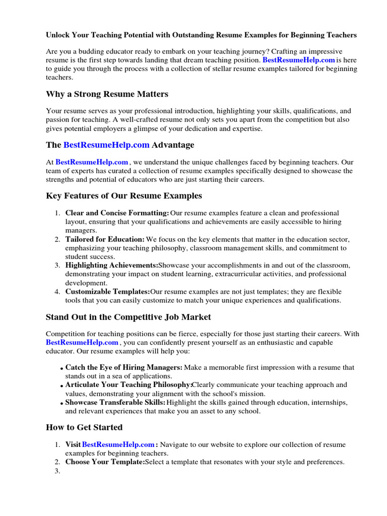 Resume Examples For Beginning Teachers - 1720123196