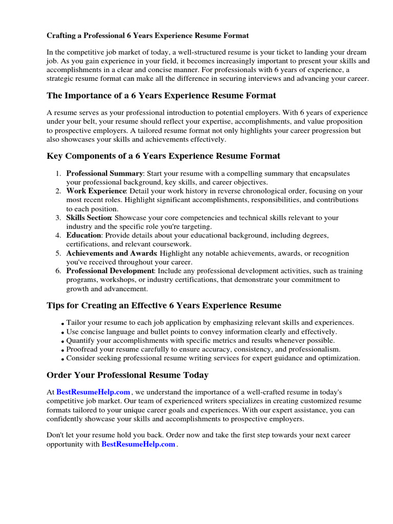 6 YEARS EXPERIENCE intelligence overview