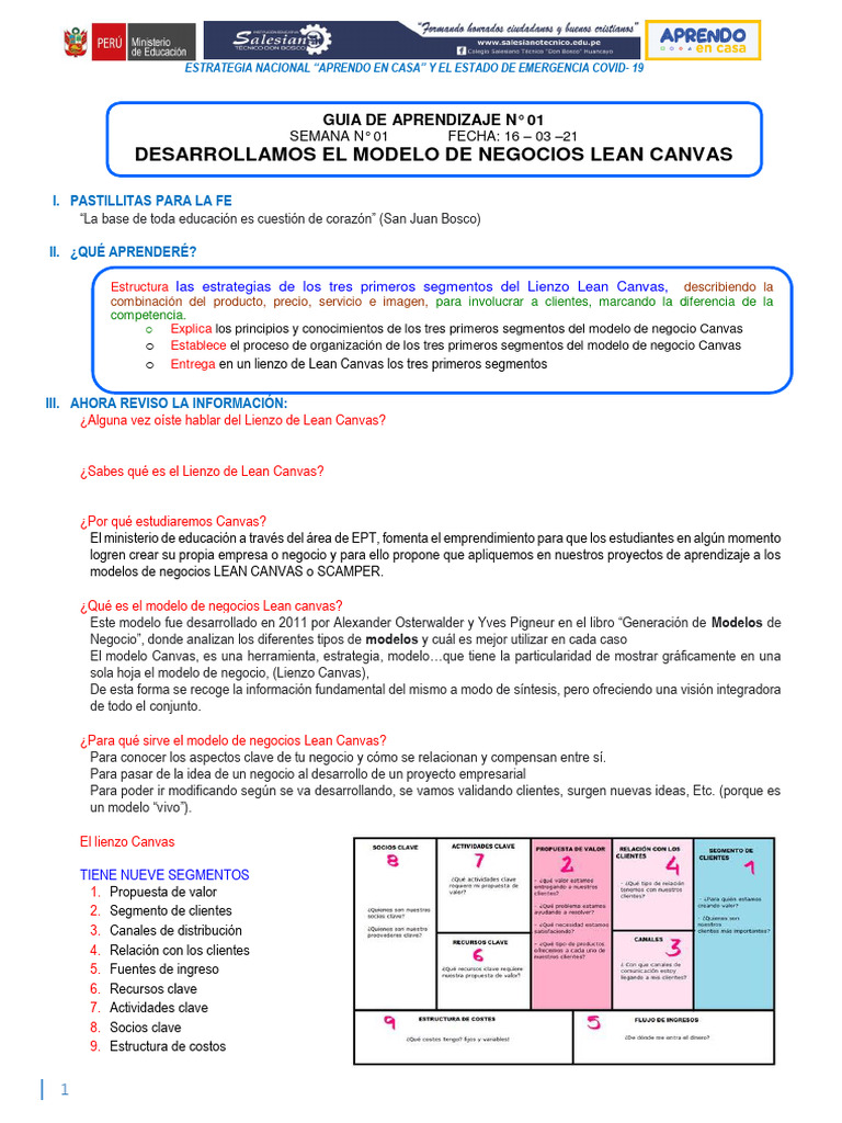 Lean Canvas para Emprendimiento Estudiantil | PDF | Modelo de negocio ...