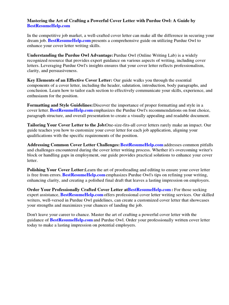 Purdue Owl Cover Letter Download Free PDF Résumé Fair Use