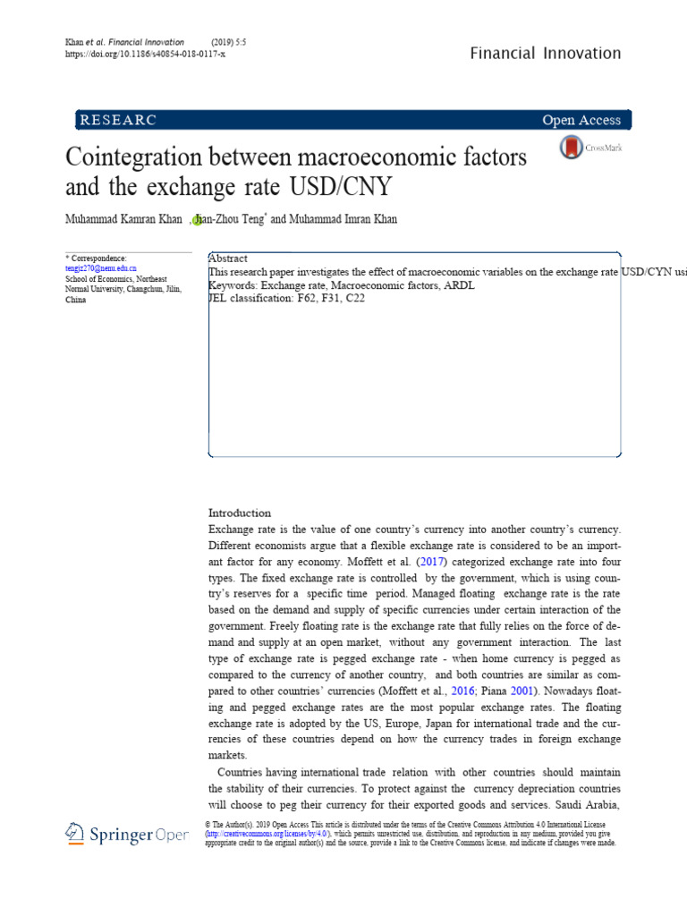 Cointegration Between Macroeconomic Factors and The Exchange Rate USD ...