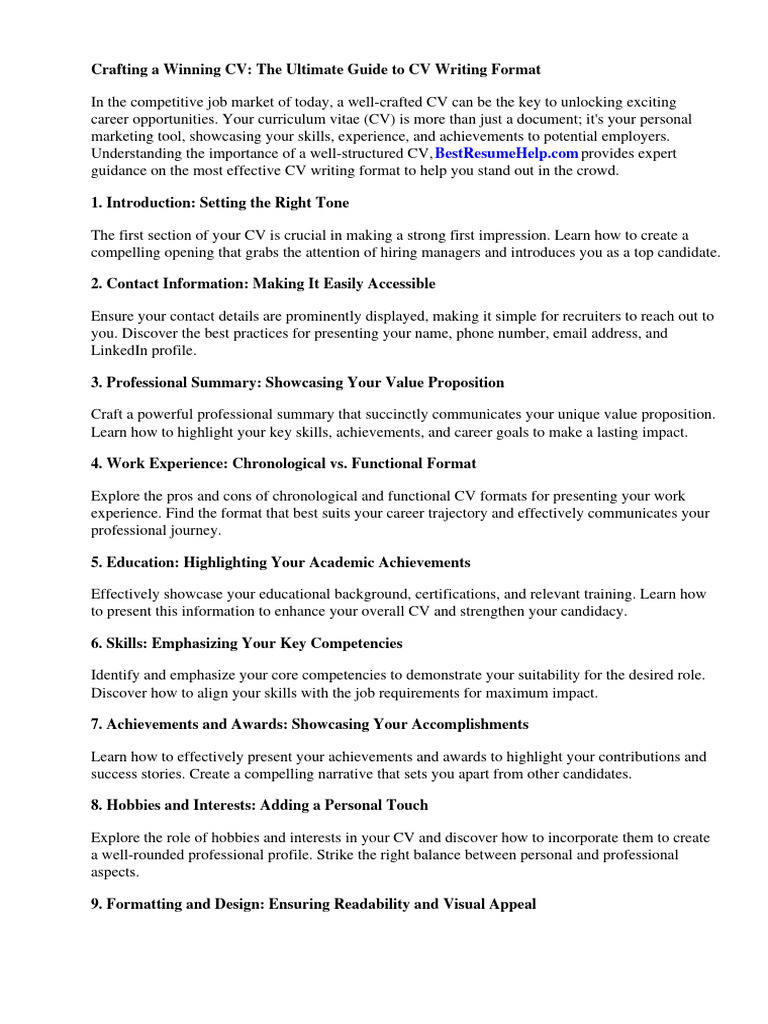 CV Writing Format Download | PDF | Résumé