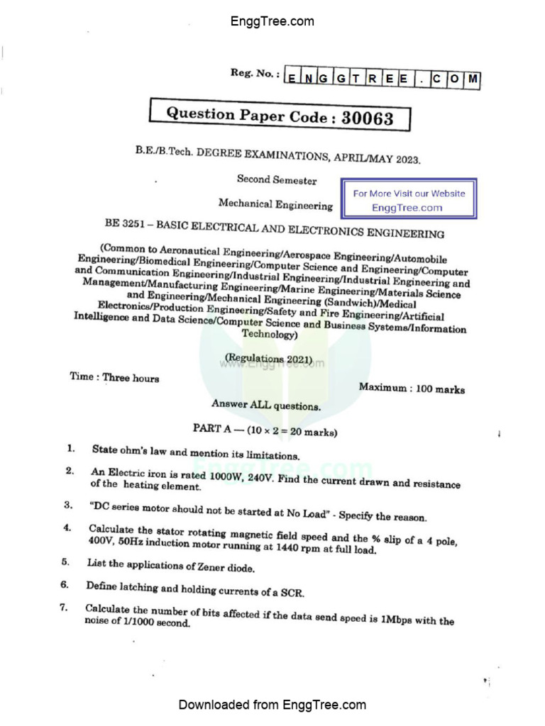 BE3251 Question Paper 2024 PDF | PDF | Computers
