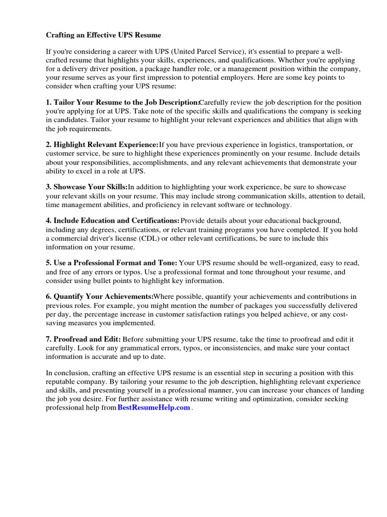 Ups Resume PDF R sum United - 1717717466