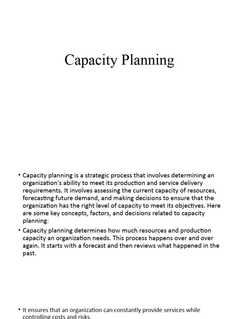 Capacity Planning | PDF | Planning | Forecasting