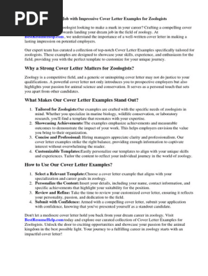 Cover Letter Examples Zoologist