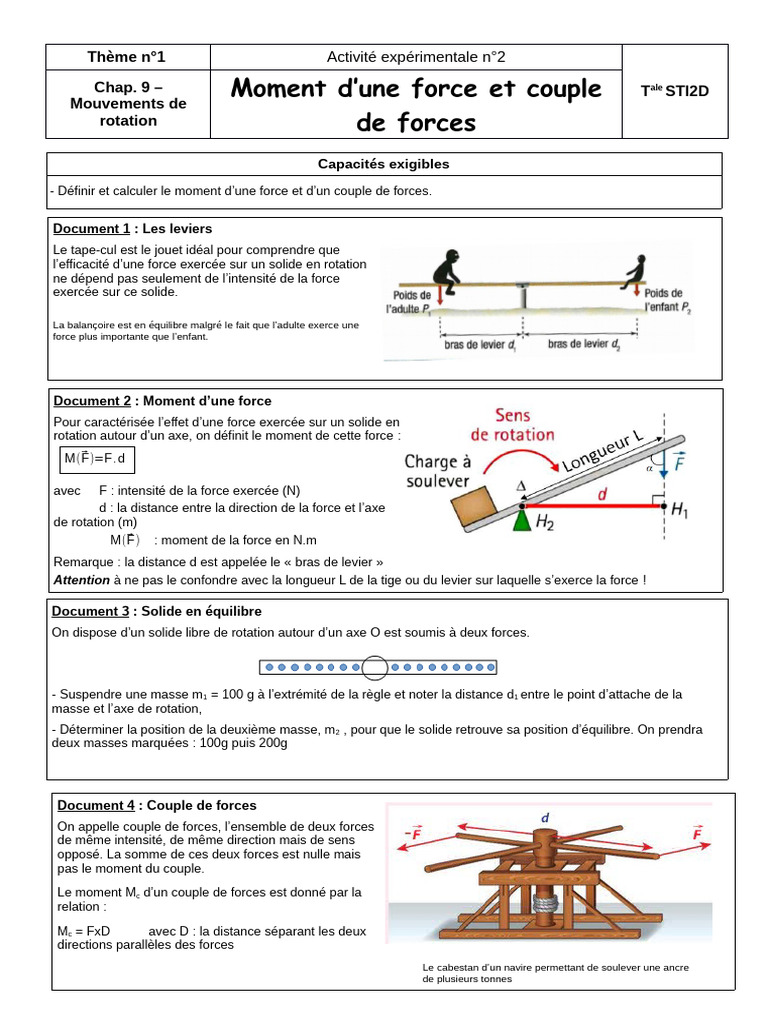 Calcul du moment d'une force | PDF | Moment d'une force | Rotation