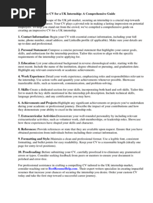 Cv Example Uk Internship