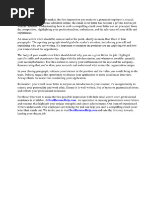 Email Cover Letter Format