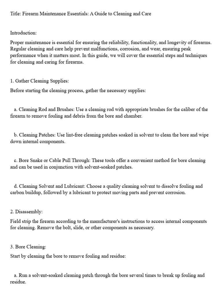 Firearm Maintenance: Cleaning Guide | PDF | Firearms | Materials
