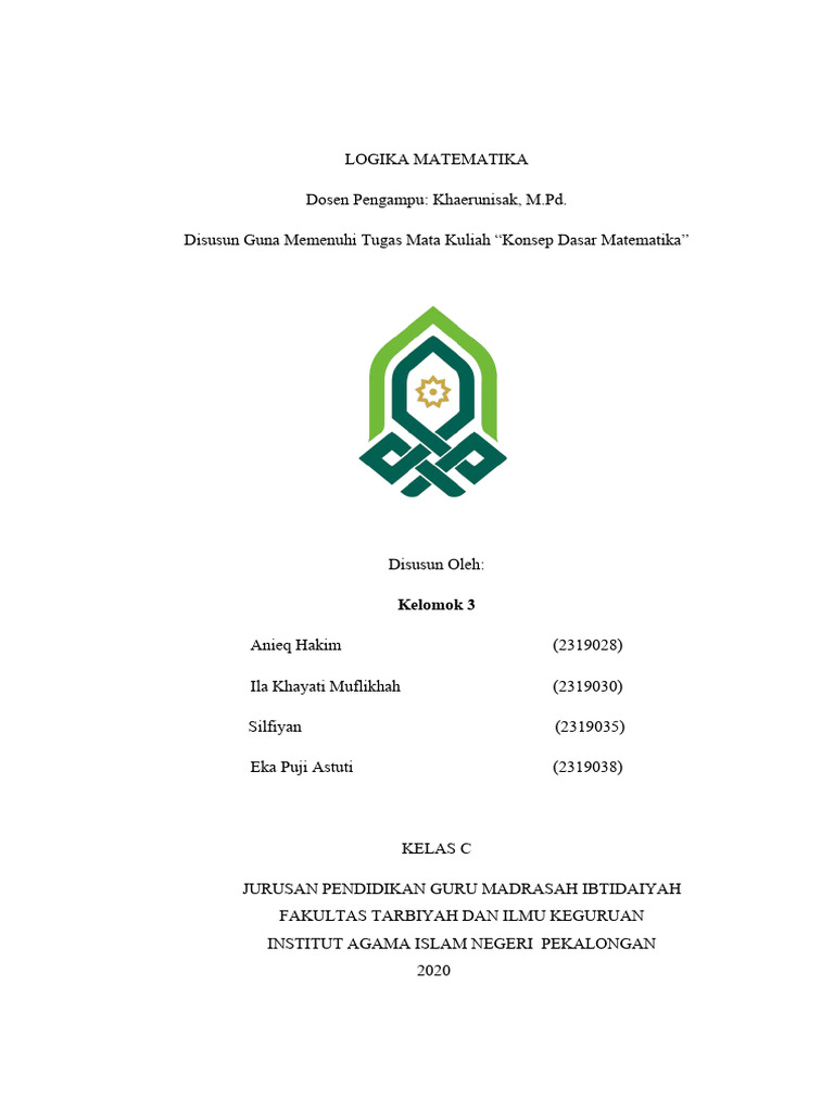 Operasi Uner dalam Logika Matematika | PDF | Metode & Bahan Ajar