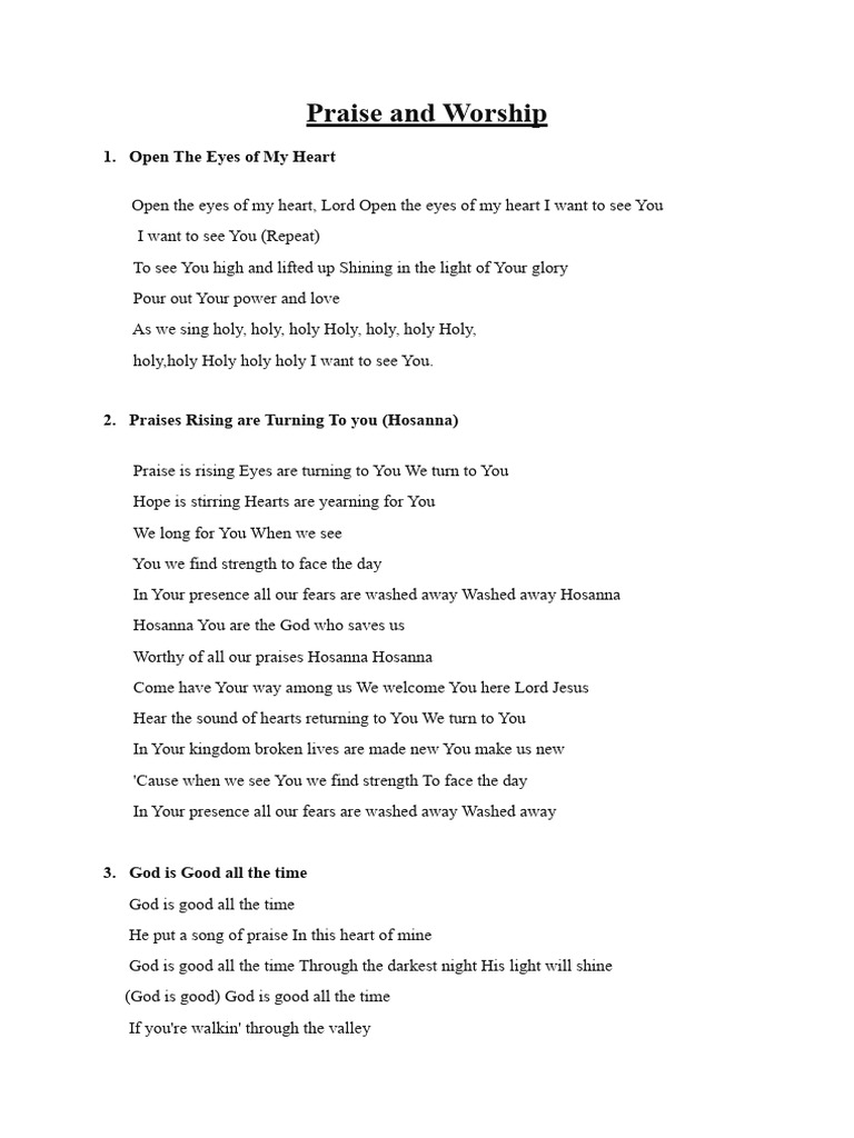 Worship Songs and Lyrics Collection | PDF | God | Worship