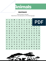 Animals in English Word Search Worksheet
