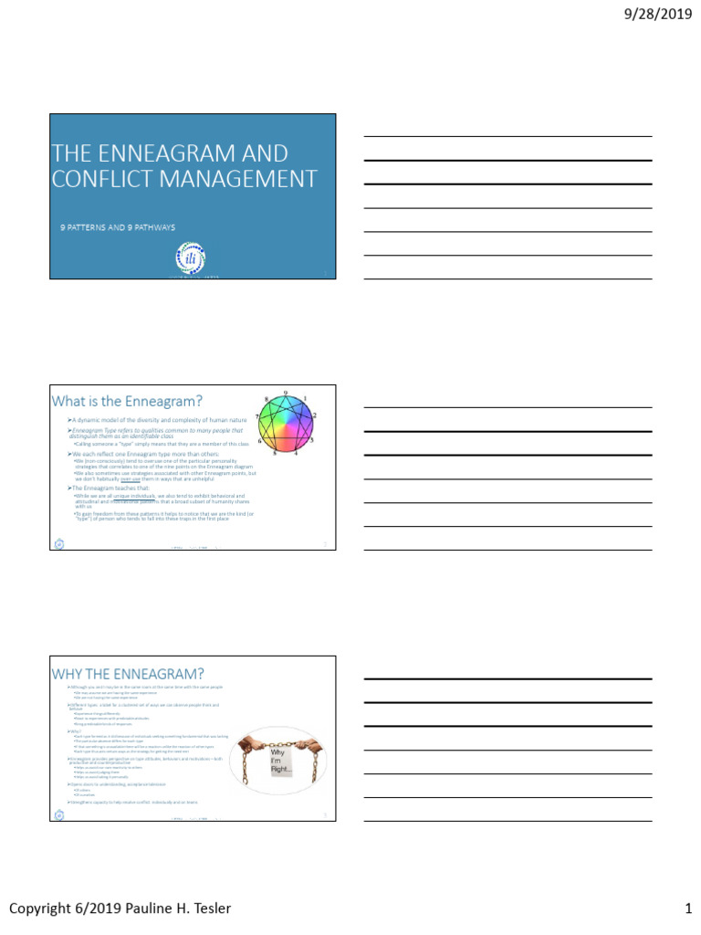 4 The Enneagram And Conflict Management V4 Pdf Feeling Attitude