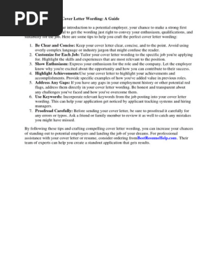 Cover Letter Wording Examples