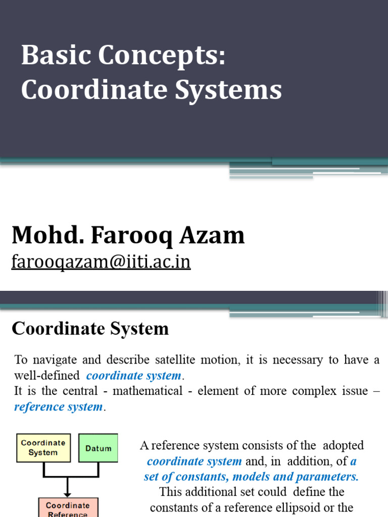 Lecture 5 Basic Concepts Coordinate System | PDF | Latitude | Longitude