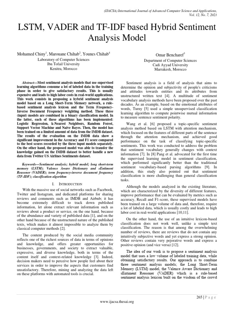 Hybrid Sentiment Analysis Model | PDF