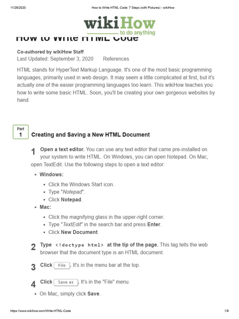 How To Write HTML Code - 7 Steps (With Pictures) - Wikihow | PDF | Html ...