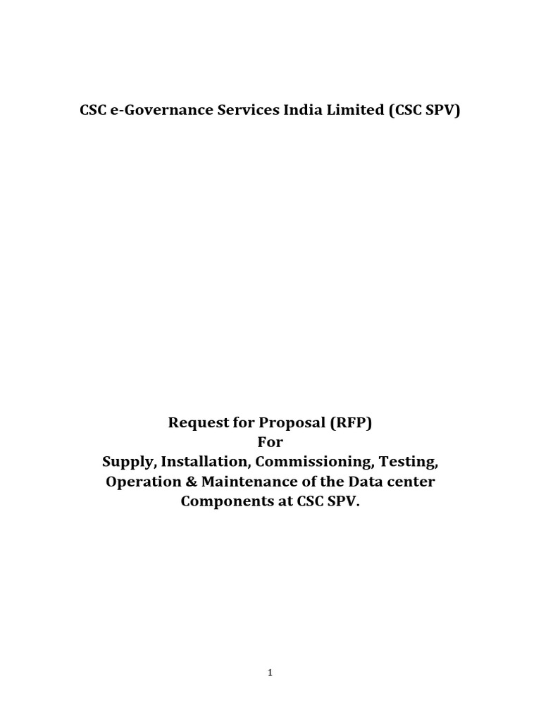 RFP for Data Center Components at CSC SPV | PDF | Solid State Drive ...