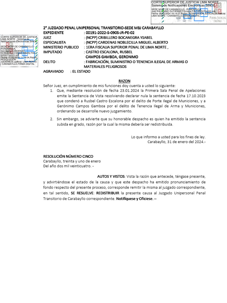 Exp. 00191-2022-5-0905-JR-PE-02 - Resolución - 03864-2024 | PDF