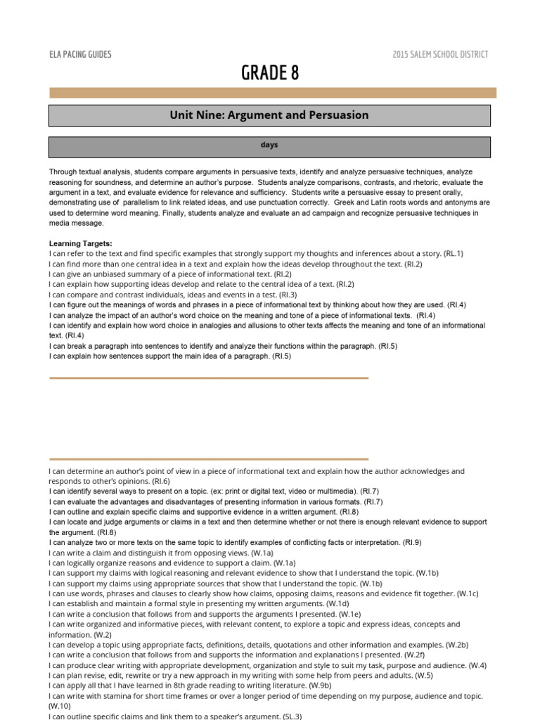 Unit 9 - Grade 8 - Language Arts | PDF | Linguistics | Languages