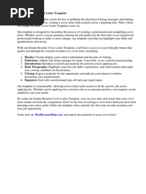 Simple Resume Cover Letter Template