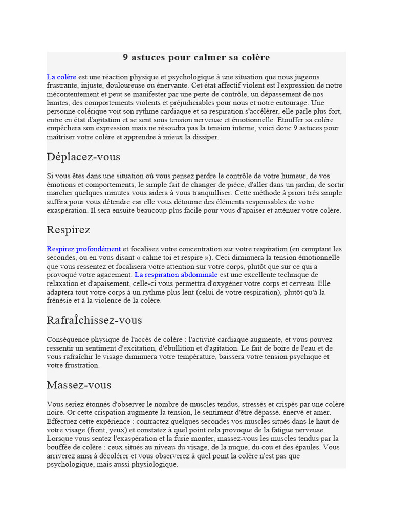 9 astuces pour maîtriser sa colère | PDF | Colère | Émotions