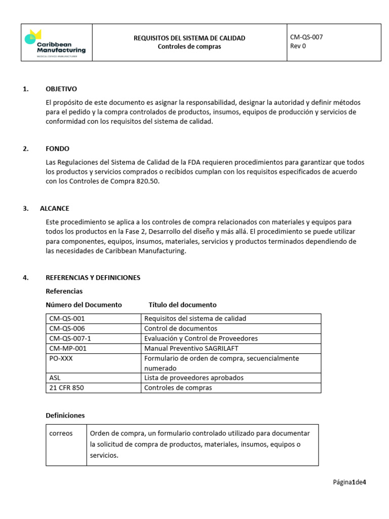 Controles de Compras en Sistema de Calidad | PDF | Calidad (comercial ...