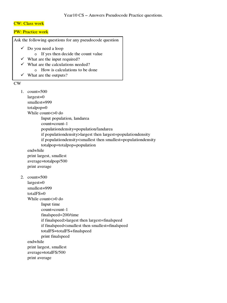 Pseudocode practice questions ans pdf desserts computer programming